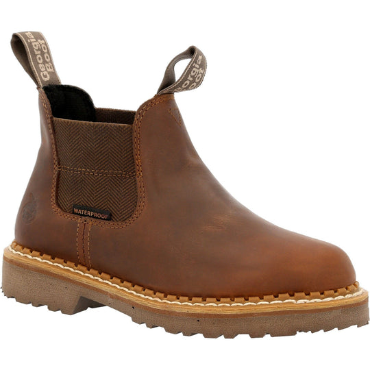Georgia Women's Giant Revamp 5" Waterproof Pull-On Chelsea Boot Brown- GB00432 6 / Medium / Brown - Overlook Boots