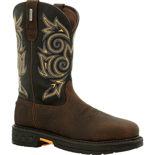 Georgia Men's Carbo-Tec Lightweight 11" Steel Toe Western Work Boot Brown- GB00437 8 / Medium / Brown - Overlook Boots