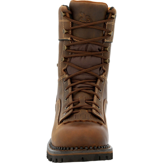 Georgia Men's Amped Lightweight Low Heel Logger 9" Soft Toe Waterproof Work Boot- GB00472 - Overlook Boots