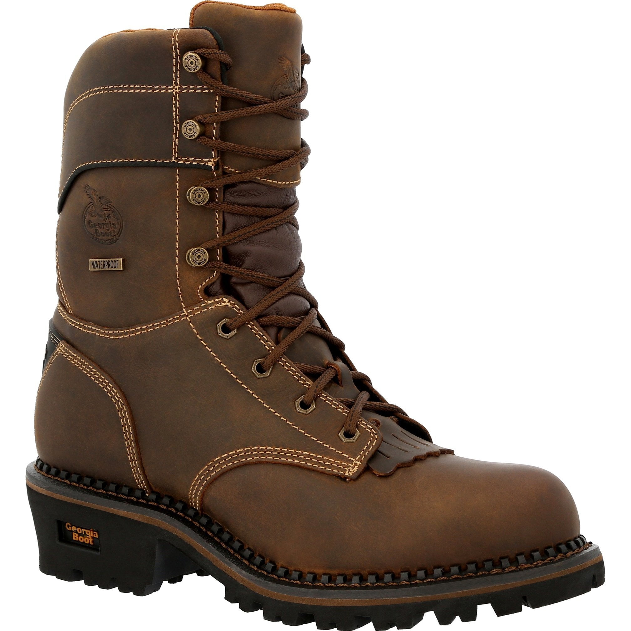 Georgia Men's Amped Lightweight Logger 9" Composite Toe Waterproof 600G Ins Work Boot- GB00491 8 / Medium / Brown - Overlook Boots