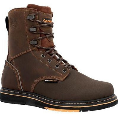 Georgia Men's Amp Lt Power 8" Wedge Slip Resistant Work Boot -Brown- GB00520 - Overlook Boots