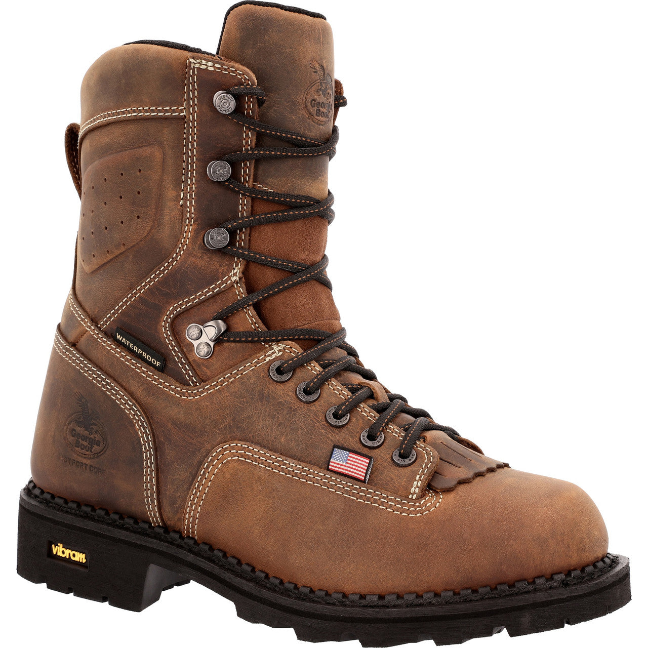 Georgia Men's USA Made Waterproof Logger Work Boot - Brown - GB00538 8 / Medium / Brown - Overlook Boots