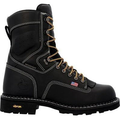 Georgia Men's USA Logger 8" Soft Toe WP Work Boot -Black- GB00603 8 / Medium / Black - Overlook Boots