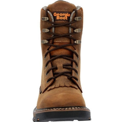 Georgia Men's Carbo Tec Flx 8" Soft Toe Waterproof Lacer Western Work Boot -Brown- GB00623 - Overlook Boots