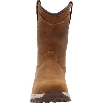 Georgia Women's Eagle Trail 10" Soft Toe Waterproof Pull On Work Boot -Brown- GB00645 - Overlook Boots