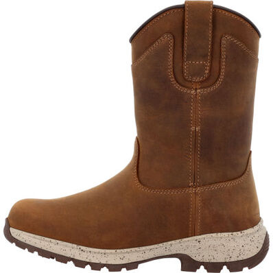 Georgia Women's Eagle Trail 10" Soft Toe Waterproof Pull On Work Boot -Brown- GB00645 - Overlook Boots