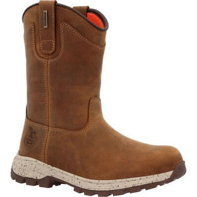 Georgia Women's Eagle Trail 10" Soft Toe Waterproof Pull On Work Boot -Brown- GB00645 - Overlook Boots