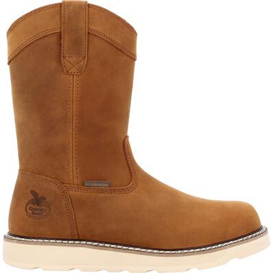 Georgia Men's Core 37 10" Soft Toe Waterproof Pull On Wedge Work Boot- Brown- GB00666 - Overlook Boots