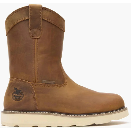 Georgia Men's Core 37 10" Soft Toe Waterproof Pull On Wedge Boot - Brown - GB00666 - Overlook Boots