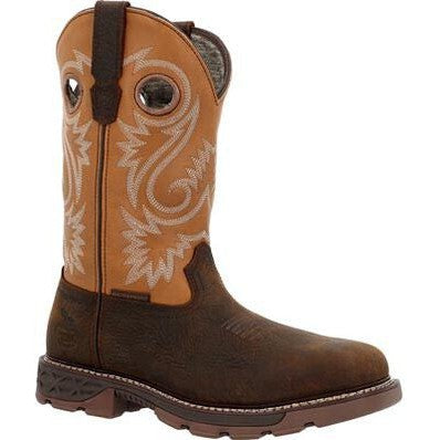 Georgia Men's Carbo Tec FLX 11" Soft Toe Waterproof Western Work Boot- Brown- GB00671 7 / Medium / Brown - Overlook Boots