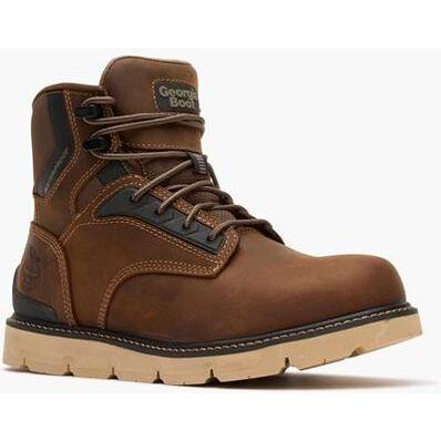 Georgia Men's Carbon Flex 6" Soft Toe Waterproof Wedge Work Boot - Brown - GB00712 7 / Medium / Brown - Overlook Boots