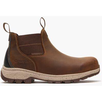 Georgia Women's Eagle Trail 5"Alloy Toe WP Chelsea Work Boot - Brown - GB00725 - Overlook Boots