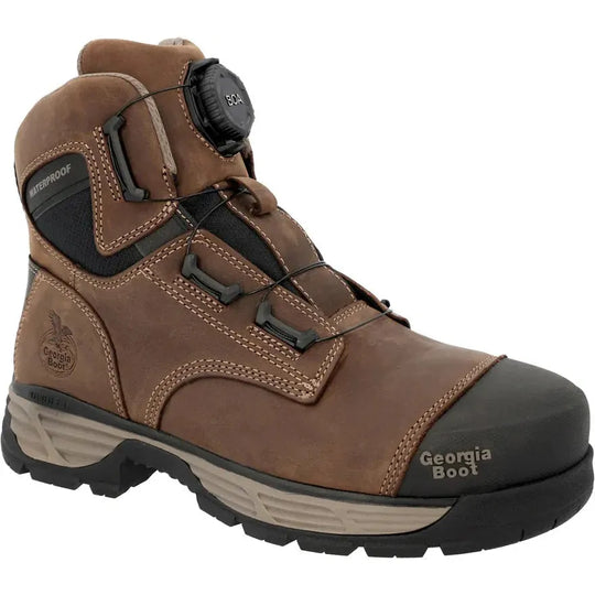 Georgia Men's Durablend Edge BOA Lace Alloy Toe WP 6" Work Boot - Brown - GB00733 - Overlook Boots