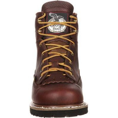 Georgia Men's Logger 6" Soft Toe Waterproof Lace-To-Toe Work Boot- Chocolate- GBOT052 - Overlook Boots