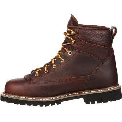 Georgia Men's Logger 6" Soft Toe Waterproof Lace-To-Toe Work Boot- Chocolate- GBOT052 - Overlook Boots
