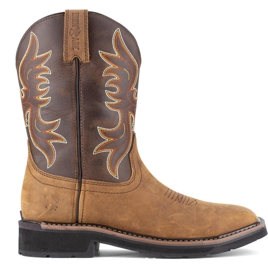 Iron Age Men's Outlaw 10" Square Toe Work Western Work Boot- Brown- IA5040 - Overlook Boots