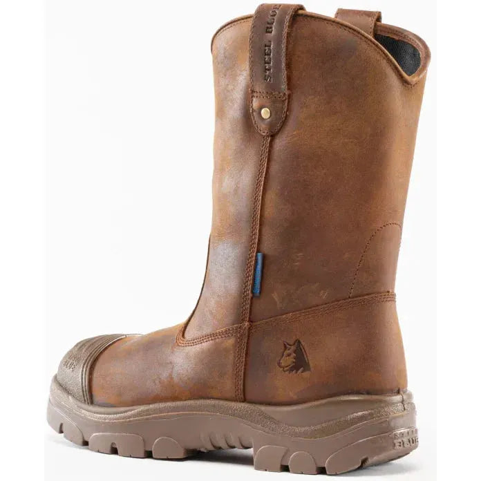 Steel Blue Men's Heeler Scuff 10" Steel Toe WP Work Boot- Brown- 812965 - Overlook Boots