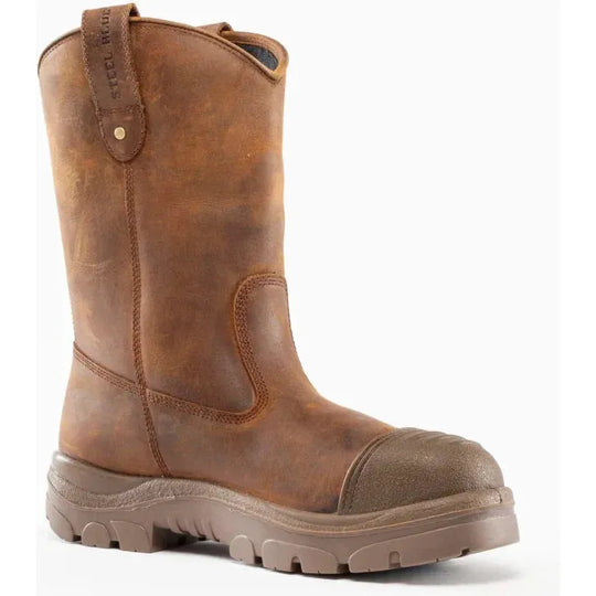 Steel Blue Men's Heeler Scuff 10" Steel Toe WP Work Boot- Brown- 812965 7 / Medium / Brown - Overlook Boots