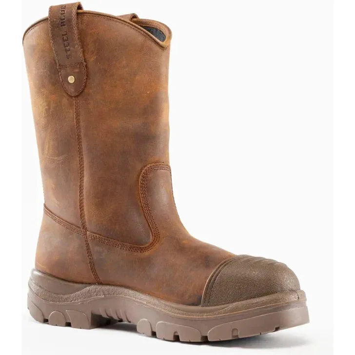 Steel Blue Men's Heeler Scuff 10" Steel Toe WP Work Boot- Brown- 812965 - Overlook Boots