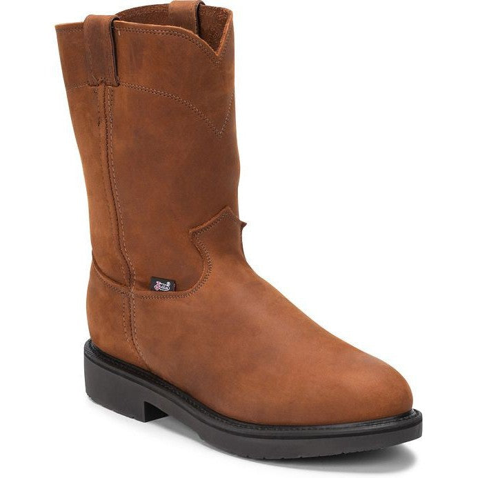Justin Men's Conductor 10" Steel Toe USA Made Western Work Boot -Brown- OW4764  - Overlook Boots