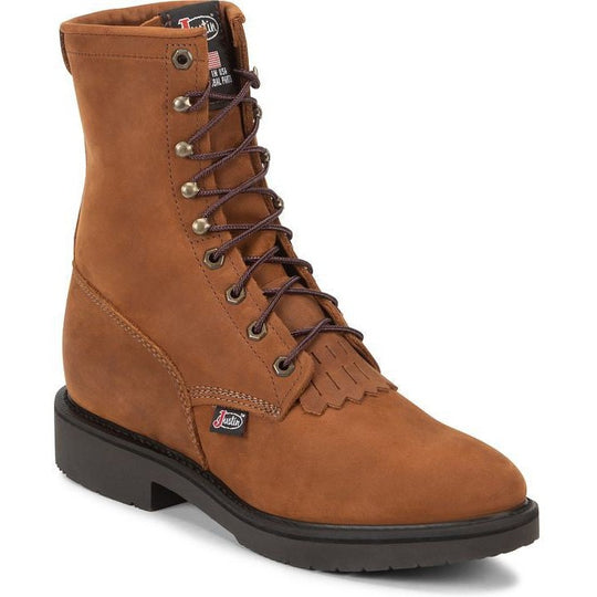 Justin Men's Conductor 8" Made in USA Work Boot - Hazel - 760 6.0 / Wide / Brown - Overlook Boots