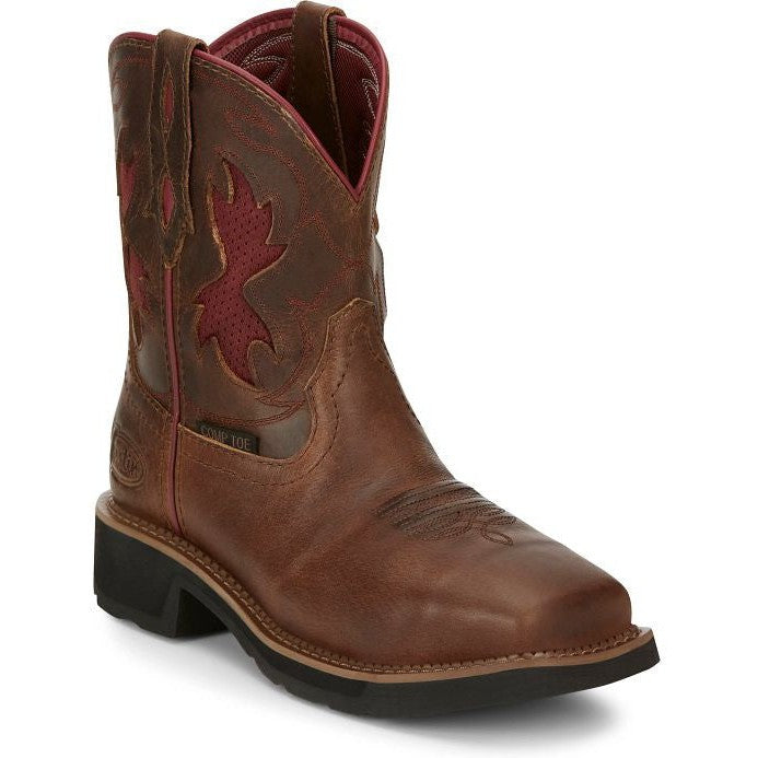 Justin Women's Lathey 8" Nano CT Western Work Boot -Brown- GY9962  - Overlook Boots