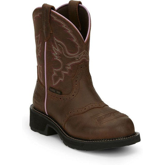 Justin Women's Wanette 8" Steel Toe Western Work Boot -Brown- GY9980 - Overlook Boots