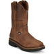 Justin Men's Ames 11" Soft Toe Waterproof Pull On Work Boot- Walnut- HL4222 7.0 / Medium / Brown - Overlook Boots