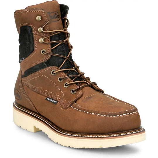 Justin Men's Ledbetter 8" Steel Toe Waterproof Western Work Boot- Brown- HW693 7 / Medium / Brown - Overlook Boots