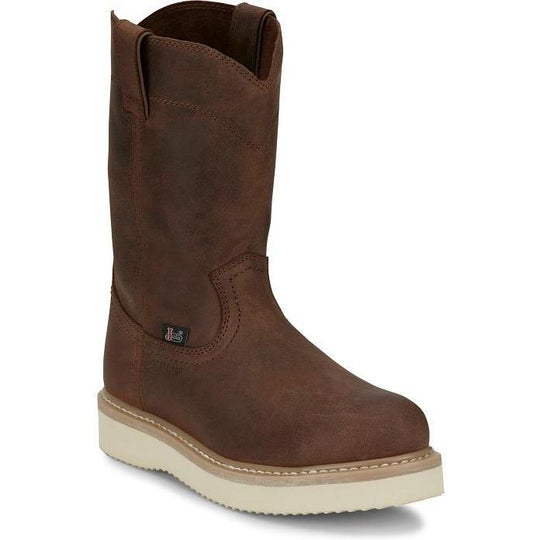 Justin Men's Ram 10" Steel Toe Slip Resist Lace Up Work Boot- Brown- OW4711 6.0 / Medium / Brown - Overlook Boots