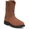 Justin Men's Round Up 10" Steel Toe Pull On Work Boot- Bark- OW4764 6.0 / Medium / Brown - Overlook Boots
