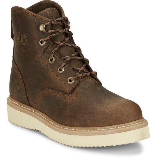 Justin Men's Maxwell 6" Slip Resistant Lace Up Work Boot- Tan - OW708 6.0 / Medium / Tan - Overlook Boots