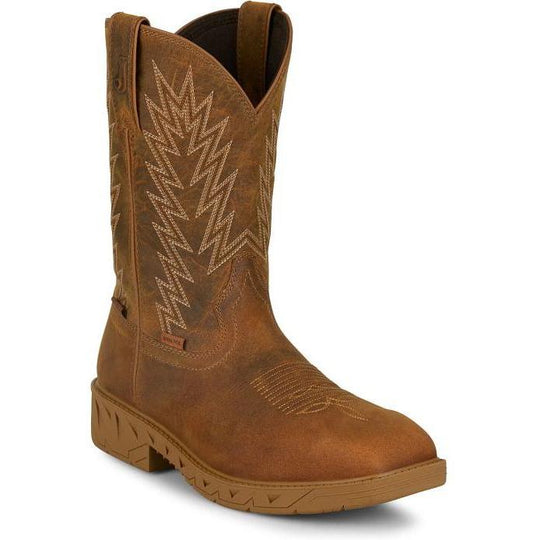 Justin Men's Blinder 11" Steel Toe WP Western Work Boot- Brown- PD4069 7.0 / Medium / Brown - Overlook Boots