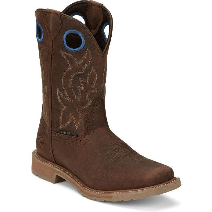 Justin Men's All Round 11" WP Western Work Boot -Brown- SE3114  - Overlook Boots