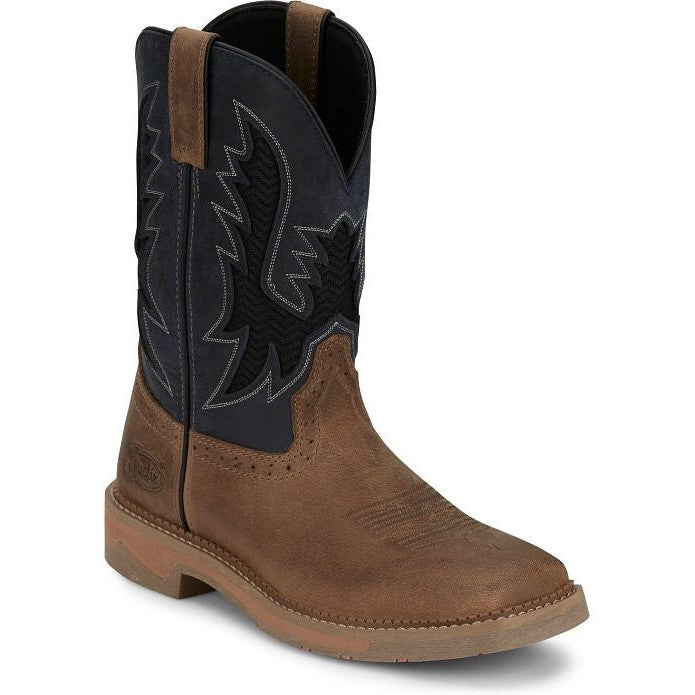 Justin Men's Bolt 11" Square Toe Western Work Boot -Tan- SE4114  - Overlook Boots