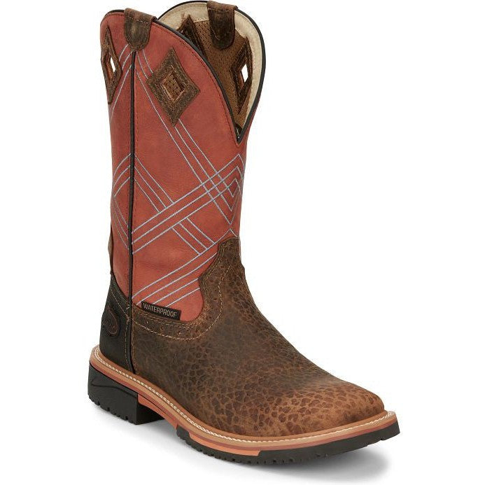 Justin Men's Dalhart 12" Waterproof Western Work Boot -Brown- SE4216  - Overlook Boots