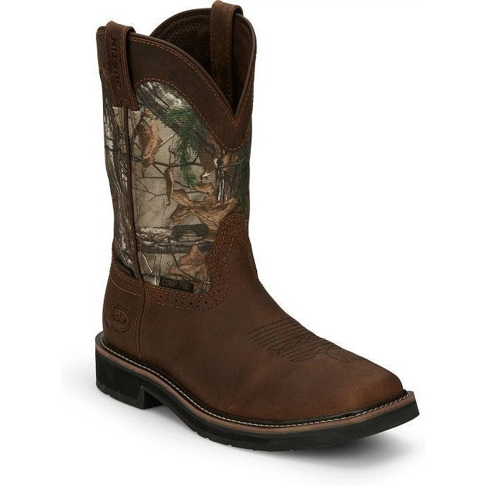 Justin Men's Trekker 11" CT WP Western Work Boot -Brown- SE4677  - Overlook Boots