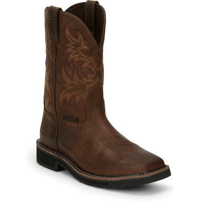 Justin Men's Driller 11" Steel Toe Western Work Boot -Brown- SE4682  - Overlook Boots