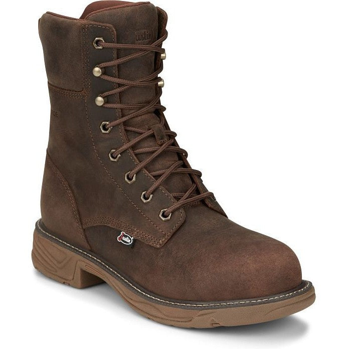 Justin Men's Rush 8" WP Nano Comp Toe Western Work Boot -Brown- SE469  - Overlook Boots