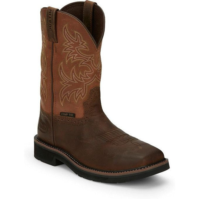 Justin Men's Switch 11" Composite Toe Western Work Boot -Brown- SE4812  - Overlook Boots