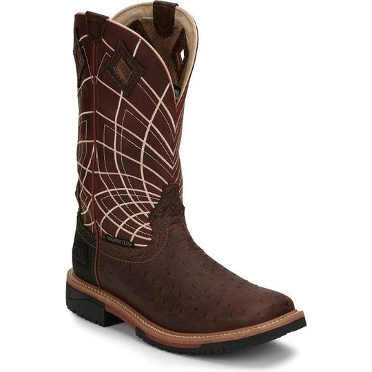 Justin Men's Derrickman 12" Waterproof Western Work Boot -Brown- SE4834 8.0 / Medium / Brown - Overlook Boots