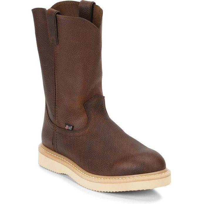 Justin Men's Axe 10" Soft Toe Wedge Western Work Boot -Brown- WK4908  - Overlook Boots