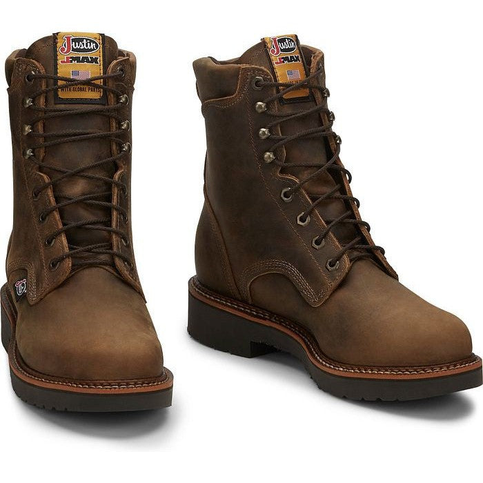 Justin Men's Blueprint 8" Lace Up USA Western Work Boot -Tan- 440  - Overlook Boots