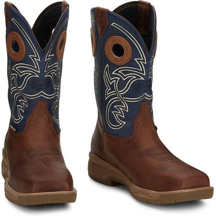 Justin Men's Nitread 11" Nano Composite Toe Western Work Boot -Blue- CR3202  - Overlook Boots