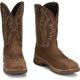 Justin Men's Nitread 11" Comp Toe Waterproof Pull On Work Boot- Brown- CR3207 - Overlook Boots