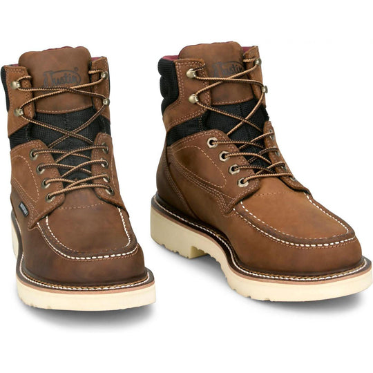 Justin Men's Bristol 6" Soft Toe Waterproof Slip Resist Work Boot- Brown- HW686 - Overlook Boots