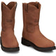 Justin Men's Round Up 10" Steel Toe Pull On Work Boot- Bark- OW4764 - Overlook Boots