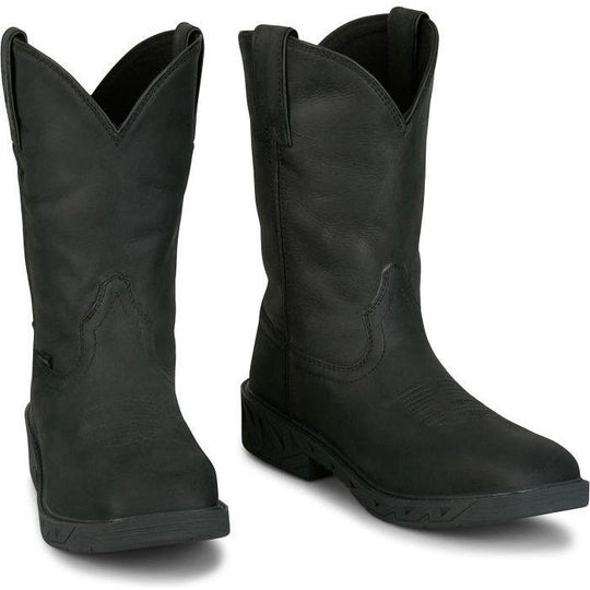 Justin Men's Drifter 11" Steel Toe WP Western Work Boot - Black - PD4065 - Overlook Boots