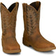 Justin Men's Blinder 11" Steel Toe WP Western Work Boot- Brown- PD4069 - Overlook Boots
