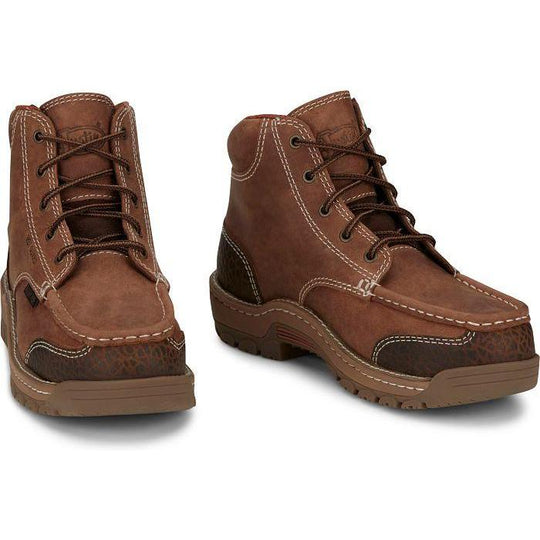 Justin Men's Corbett 5" Alloy Toe Waterproof Met Guard Work Shoe- Brown- SE255 - Overlook Boots